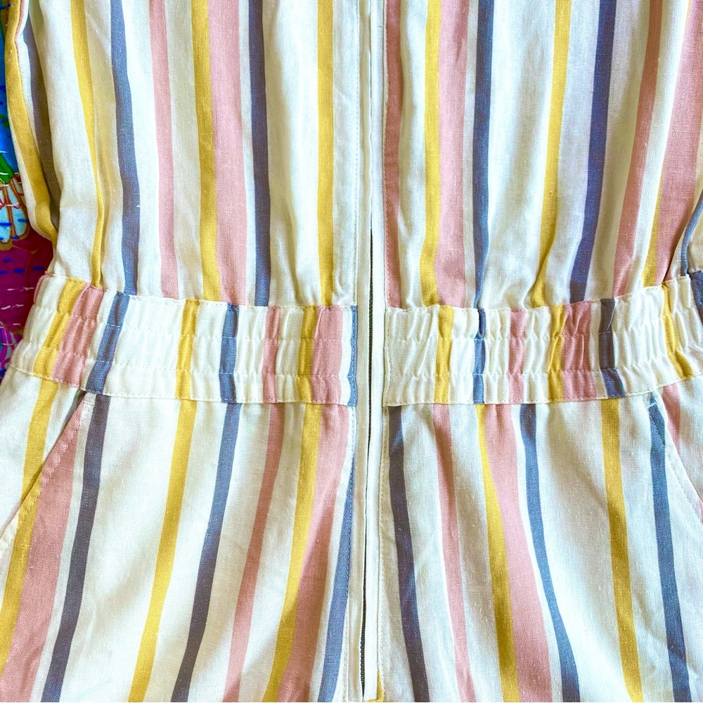 NWT ASOS Design Striped Short Sleeve Zip Up One Piece Romper - Picture 5 of 9